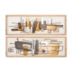 Декорация за стена DKD Home Decor 120 x 40 x 5,5 cm Абстрактен Естествен Златен Многоцветен Модерен (2 броя) - Сувенири, Подаръци, Свещи