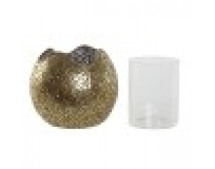 Поставка за свещ Home ESPRIT Златен Метал Кристал 13,5 x 13,5 x 11,5 cm