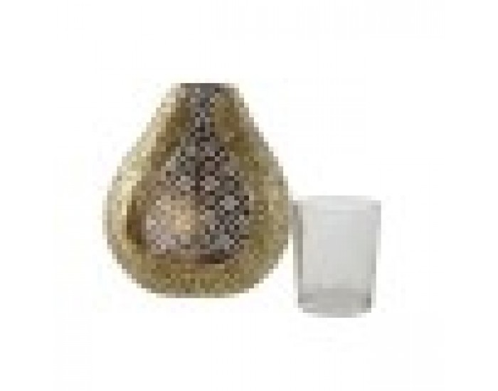 Поставка за свещ Home ESPRIT Златен Метал Кристал 12,5 x 11,5 x 13,5 cm