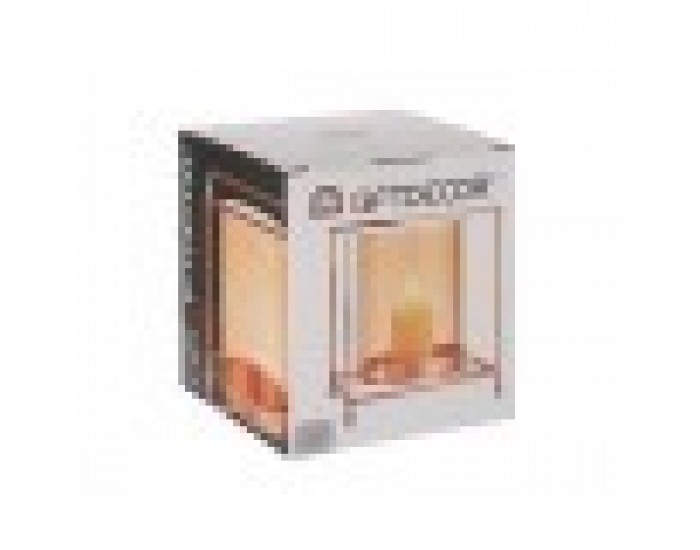 Поставка за свещ Квадратек Мед Кехлибар 14 x 15,5 x 14 cm Златен Метал Cтъкло