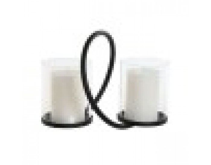 Поставка за свещ Home ESPRIT Черен Сребрист Метал Кристал 24 x 19 x 18 cm (2 броя)