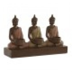 Поставка за свещ Home ESPRIT Кафяв Оранжев Корал Верде Лимон Смола 28 x 8,5 x 17 cm - Сувенири, Подаръци, Свещи