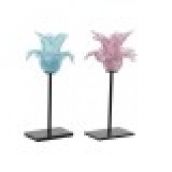 Поставка за свещ DKD Home Decor Метал Кристал Цвете (12 x 12 x 24 cm) (2 pcs) - Сувенири, Подаръци, Свещи