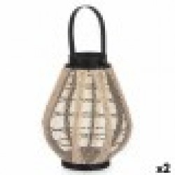 Поставка за свещ Latern С дръжка Бежов Дървен Плат 25 x 30 x 25 cm (2 броя) - Сувенири, Подаръци, Свещи