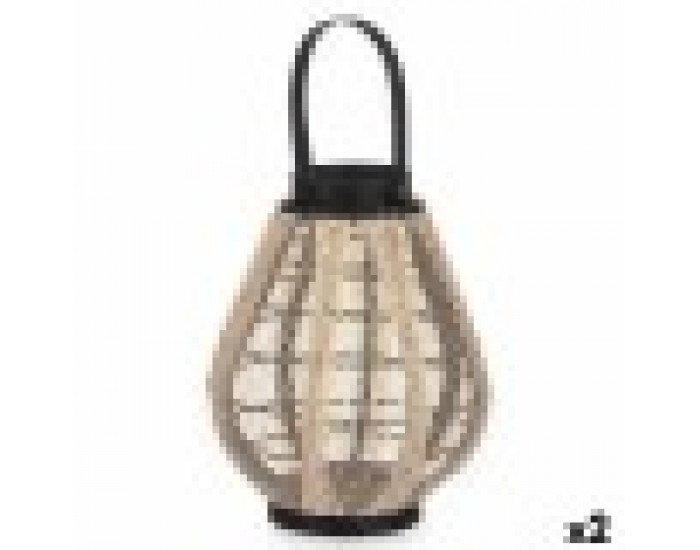Поставка за свещ Latern С дръжка Бежов Дървен Плат 25 x 30 x 25 cm (2 броя)