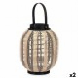 Поставка за свещ Latern С дръжка Бежов Дървен Плат 27 x 32 x 27 cm (2 броя) - Сувенири, Подаръци, Свещи