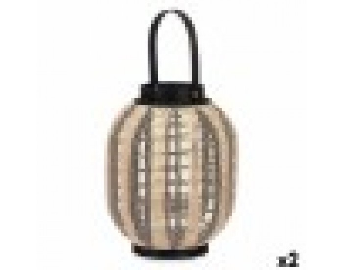 Поставка за свещ Latern С дръжка Бежов Дървен Плат 27 x 32 x 27 cm (2 броя)