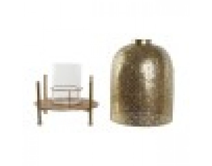 Поставка за свещ Home ESPRIT Златен Метал Кристал 24 x 24 x 33 cm