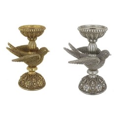 Канделабър DKD Home Decor Сребрист Златен Смола (16.6 x 11.6 x 24.5 cm) (2 pcs) - Сувенири, Подаръци, Свещи