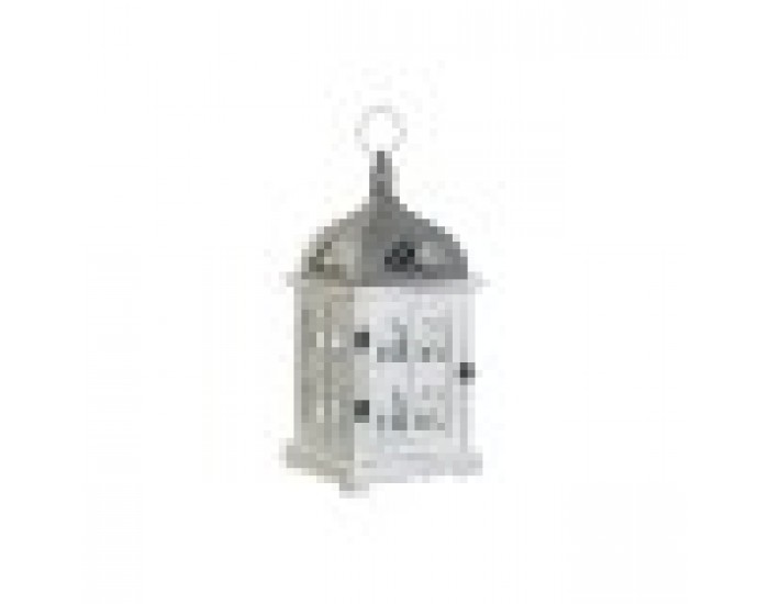 Latern DKD Home Decor Завършек със състаряващо покритие Бял Сив Дървен Кристал 19 x 19 x 42 cm