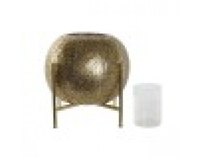 Поставка за свещ Home ESPRIT Златен Метал Кристал 29 x 29 x 26,5 cm