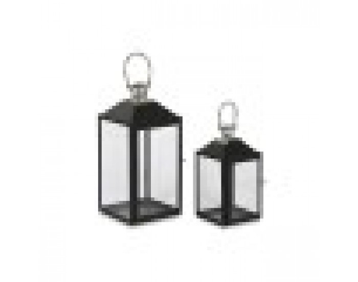 Latern Home ESPRIT Черен Сребрист Кристал Стомана 18 x 18 x 41 cm (2 Части)