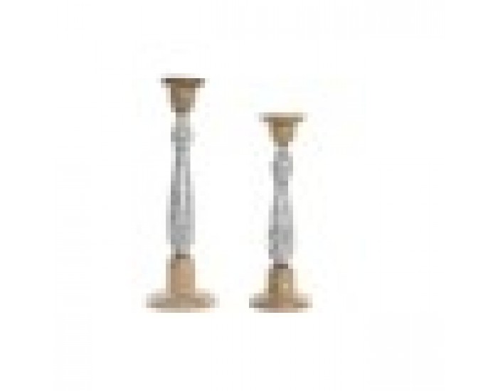 Поставка за свещ DKD Home Decor Метал Дърво манго (17 x 17 x 52,5 cm) (2 Части)