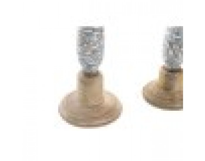 Поставка за свещ DKD Home Decor Метал Дърво манго (17 x 17 x 52,5 cm) (2 Части)