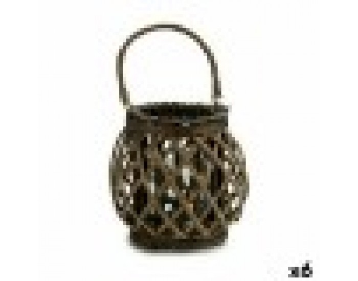 Поставка за свещ Сив Кафяв плетена ракита Cтъкло 29,5 x 24 x 22 cm (6 броя)