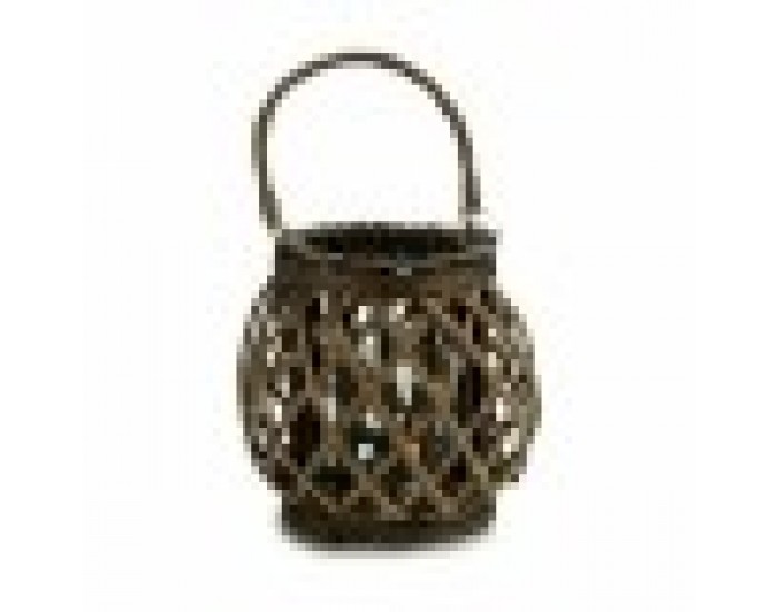 Поставка за свещ Сив Кафяв плетена ракита Cтъкло 29,5 x 24 x 22 cm (6 броя)