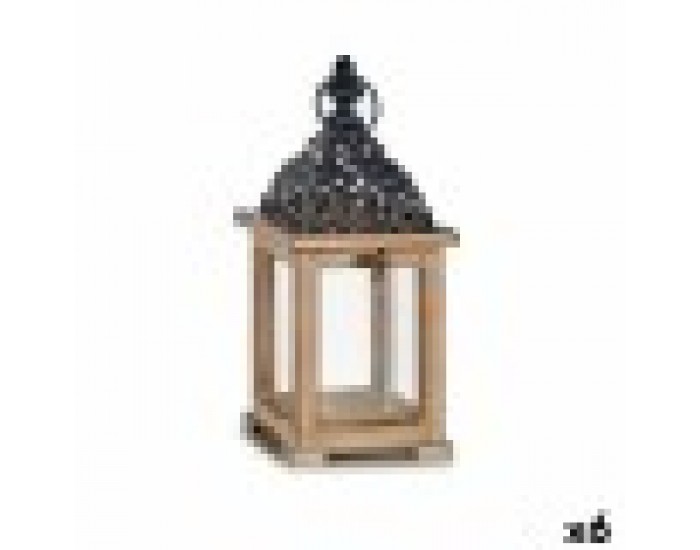 Latern Черен Естествен Дървен 13 x 29 x 13 cm Грил (6 броя)