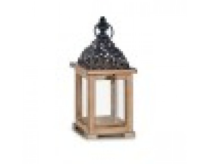 Latern Черен Естествен Дървен 13 x 29 x 13 cm Грил (6 броя)