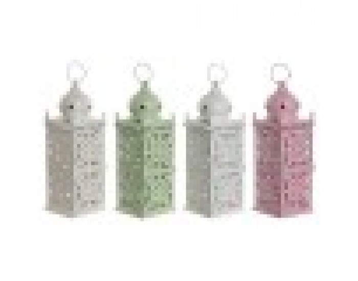 Latern Home ESPRIT Бял Зелен Розов Желязо Ориенталски 10 x 10 x 30 cm (4 броя)