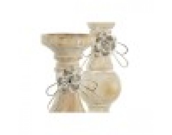 Поставка за свещ DKD Home Decor Дървен (9,5 x 9,5 x 28 cm) (2 Части) Поставка за свещ DKD Home Decor Дървен (9,5 x 9,5 x 28 cm) (2 Части)