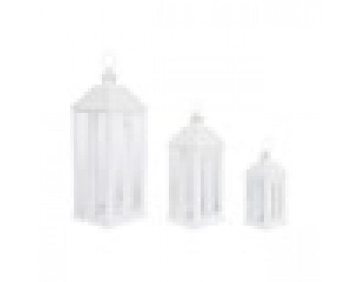 Latern Home ESPRIT Бял Кристал Желязо Shabby Chic 20 x 20 x 55 cm (3 Части)
