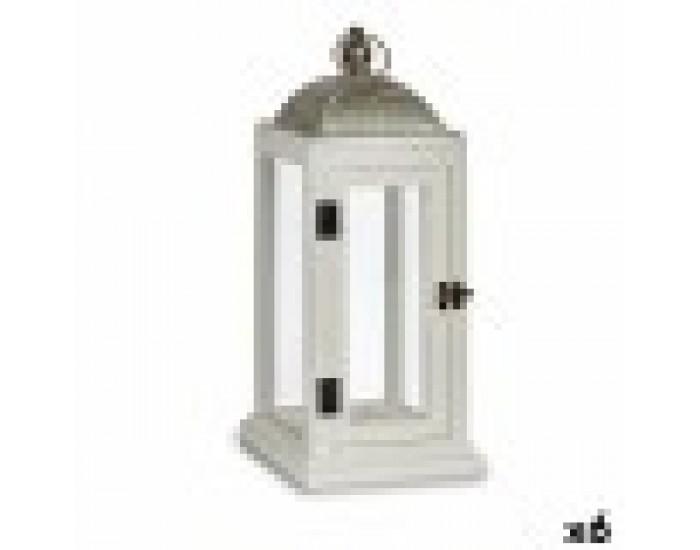 Latern Сребрист Метал Дървен Бял (18 x 43 x 18 cm) (6 броя)