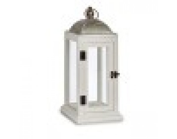 Latern Сребрист Метал Дървен Бял (18 x 43 x 18 cm) (6 броя)