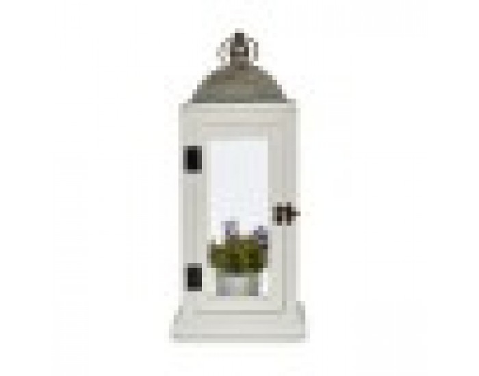 Latern Сребрист Метал Дървен Бял (18 x 43 x 18 cm) (6 броя)