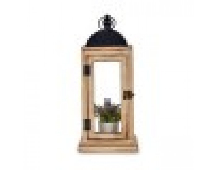 Latern Естествен Черен Метал Дървен (18 x 43 x 18 cm) (6 броя)