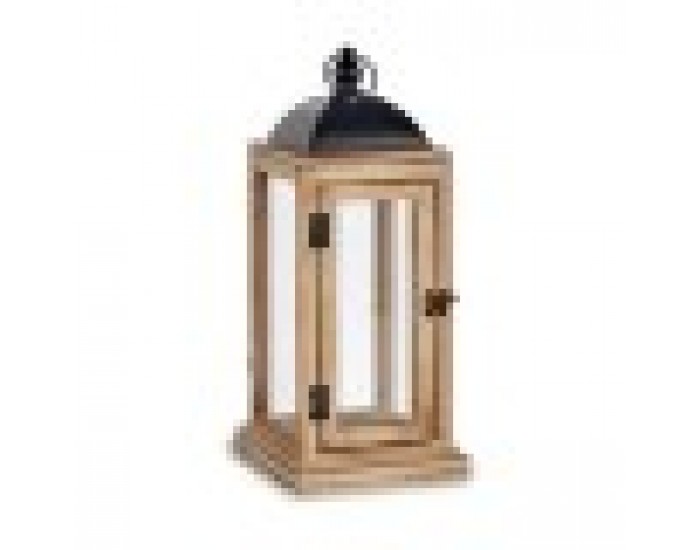 Latern Естествен Черен Метал Дървен (18 x 43 x 18 cm) (6 броя)