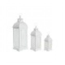 Улично осветление DKD Home Decor 24 x 24 x 74 cm Завършек със състаряващо покритие Кристал Метал Бял Арабин - Сувенири, Подаръци, Свещи