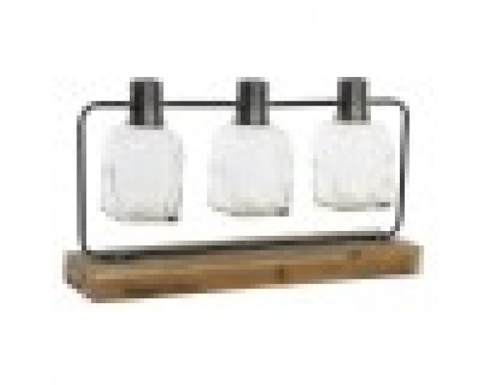 Ваза DKD Home Decor Черен Естествен Метал Кристал Дърво от пауловния 49 x 11 x 27 cm (3 Части) Ваза DKD Home Decor Черен Естествен Метал Кристал Дърво от пауловния 49 x 11 x 27 cm (3 Части)