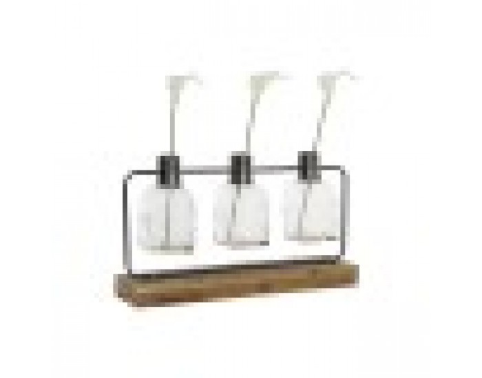 Ваза DKD Home Decor Черен Естествен Метал Кристал Дърво от пауловния 49 x 11 x 27 cm (3 Части) Ваза DKD Home Decor Черен Естествен Метал Кристал Дърво от пауловния 49 x 11 x 27 cm (3 Части)