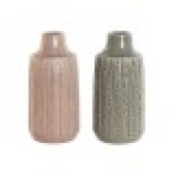 Ваза Home ESPRIT Сив Розов Порцелан 15 x 15 x 31 cm (2 броя) - Вази и Украса за маса