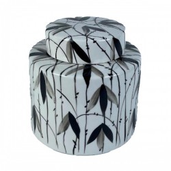 Китайска ваза DKD Home Decor Порцелан Черен Бял Ориенталски Лист на растение (17 x 17 x 16 cm) - Вази и Украса за маса