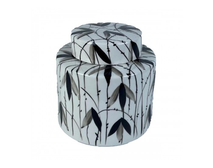 Китайска ваза DKD Home Decor Порцелан Черен Бял Ориенталски Лист на растение (17 x 17 x 16 cm) Китайска ваза DKD Home Decor Порцелан Черен Бял Ориенталски Лист на растение (17 x 17 x 16 cm)
