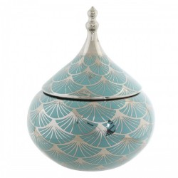 Китайска ваза DKD Home Decor Порцелан цвят тюркоаз Ориенталски (18 x 18 x 22 cm) - Вази и Украса за маса