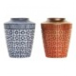 Ваза DKD Home Decor Син Червен Смола Ориенталски (2 pcs) (17 x 17 x 20 cm) - Вази и Украса за маса