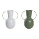 Ваза DKD Home Decor 20 x 13 x 24 cm Метал теракота Бял Зелен (2 броя) Ваза DKD Home Decor 20 x 13 x 24 cm Метал теракота Бял Зелен (2 броя)