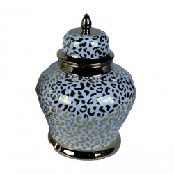 Китайска ваза DKD Home Decor Порцелан Златен Бял Колониален (22 x 22 x 30 cm) - Вази и Украса за маса