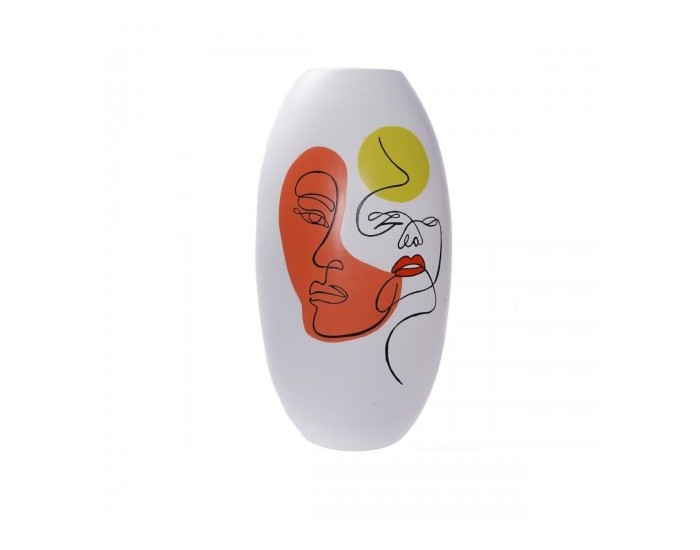 Ваза DKD Home Decor Лице Бял Смола Многоцветен (20,5 x 20,5 x 38 cm)