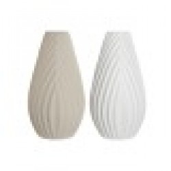 Ваза Home ESPRIT Бял Бежов Каменинов Занаятчийски стил 24 x 24 x 41 cm (2 броя) - Вази и Украса за маса