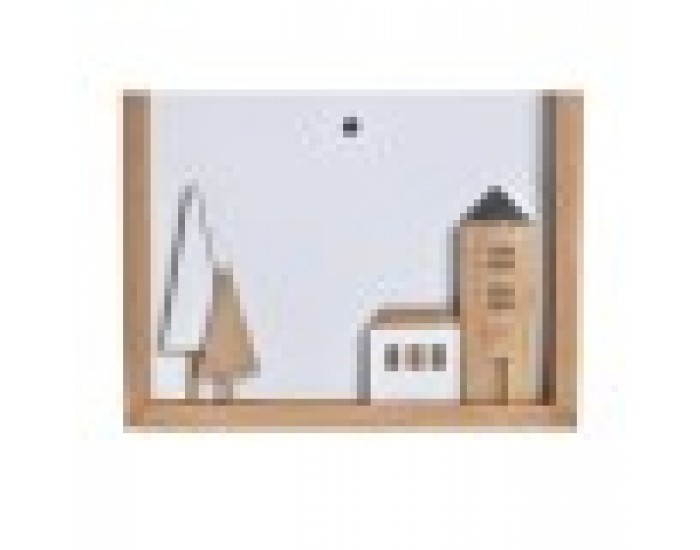 Стенен часовник DKD Home Decor Дървен Бял Къщи (20 x 4 x 30 cm)