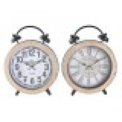Lauakell DKD Home Decor Естествен MDF Бял Желязо (25,8 x 8 x 32 cm) (2 броя) - Часовници за стена и Будилници