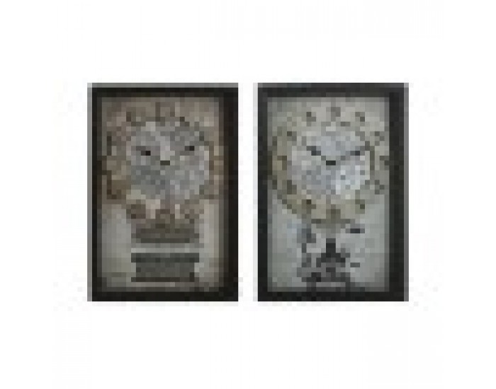 Стенен часовник Home ESPRIT Жълт Бял Черен Сив Метал Кристал Vintage 27,5 x 6,5 x 40,5 cm (2 броя)