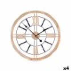 Стенен часовник Черен Метал Дървен MDF 60 x 60 x 4,5 cm (4 броя) - Декорации