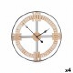 Стенен часовник Черен Метал Дървен MDF 60 x 60 x 5 cm (4 броя) - Декорации