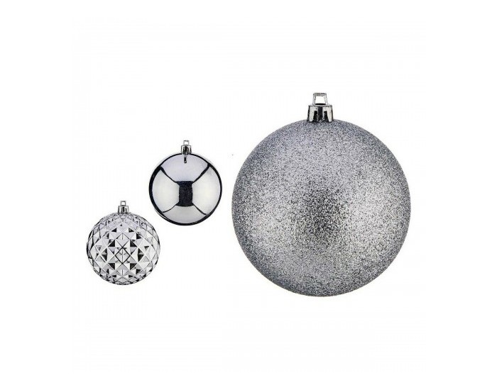 Коледни топки Ø 8 cm 3 броя Сребрист PVC