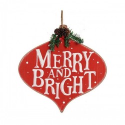 Плакат Merry and Bright Пластмаса Дървен MDF (30 x 3,5 x 30 cm) - Сезонни и Празнични Декорации