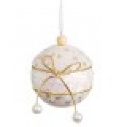 Коледни топки Бял Златен Polyfoam Състав Ласо 6 x 6 x 6 cm (6 броя) - Сезонни и Празнични Декорации